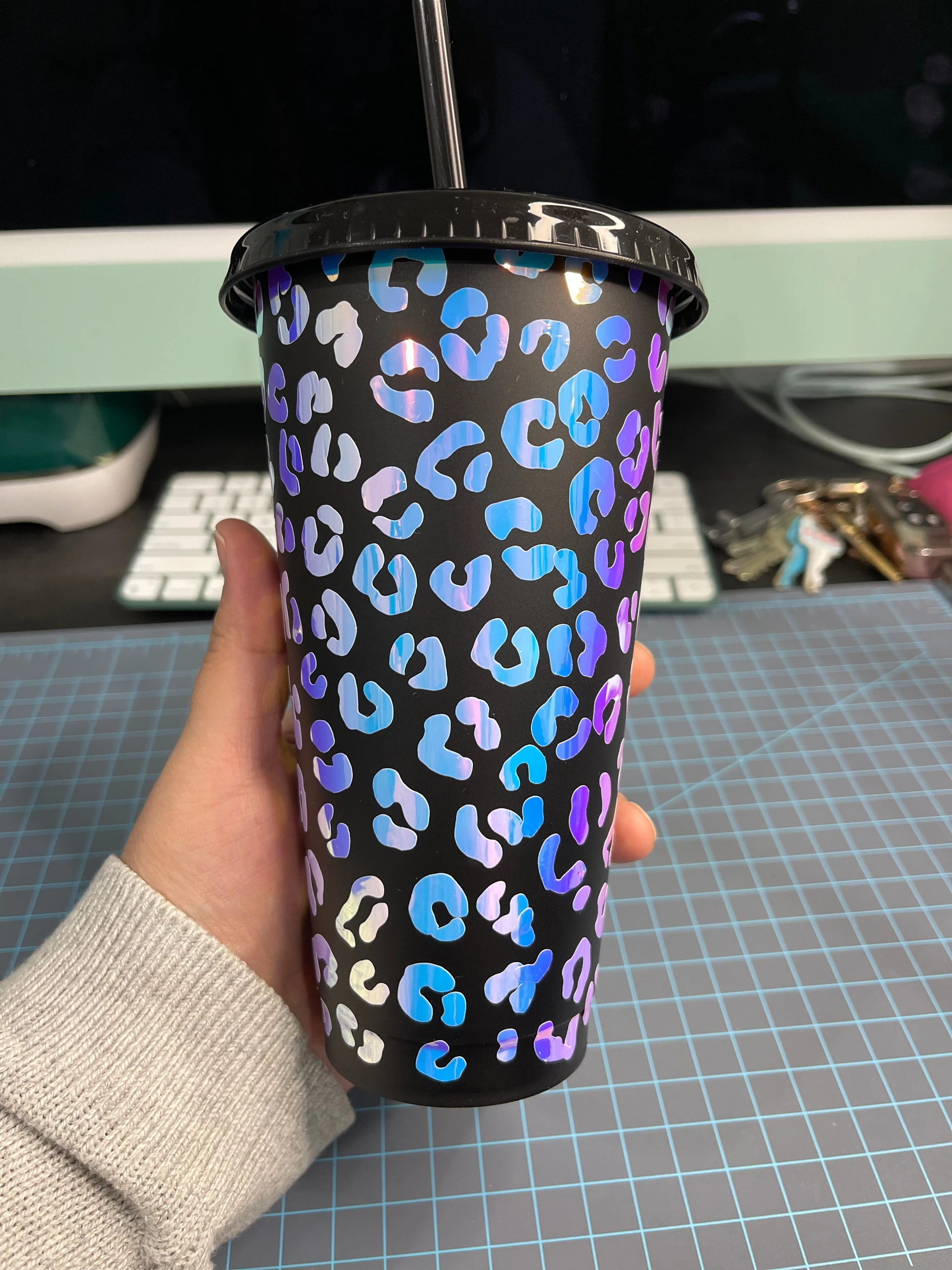 blue opal black matte cold cup